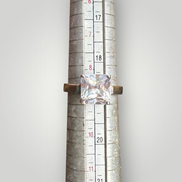 925 Sterling Silver Princess Cut Clear CZ Solitaire Ring Size 8.5 - Picture 5 of 7